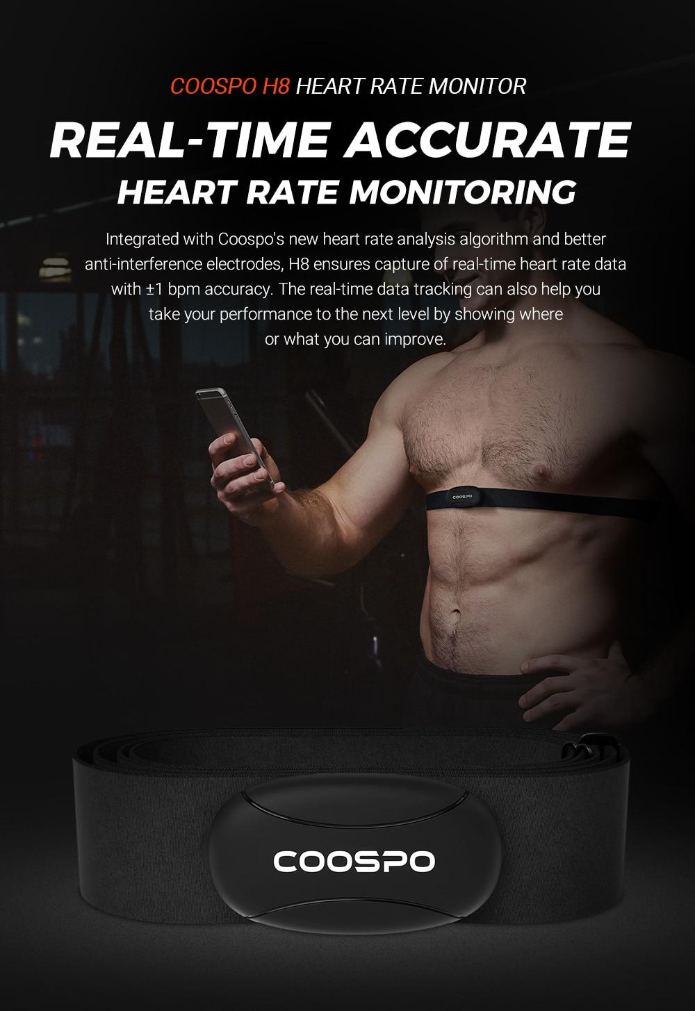 CooSpo H8 Chest Heart Rate Monitors Real Time Bluetooth 5.0 HRM Ant + Outdoor Sports Running Cycling For Wahoo Strava Garmin