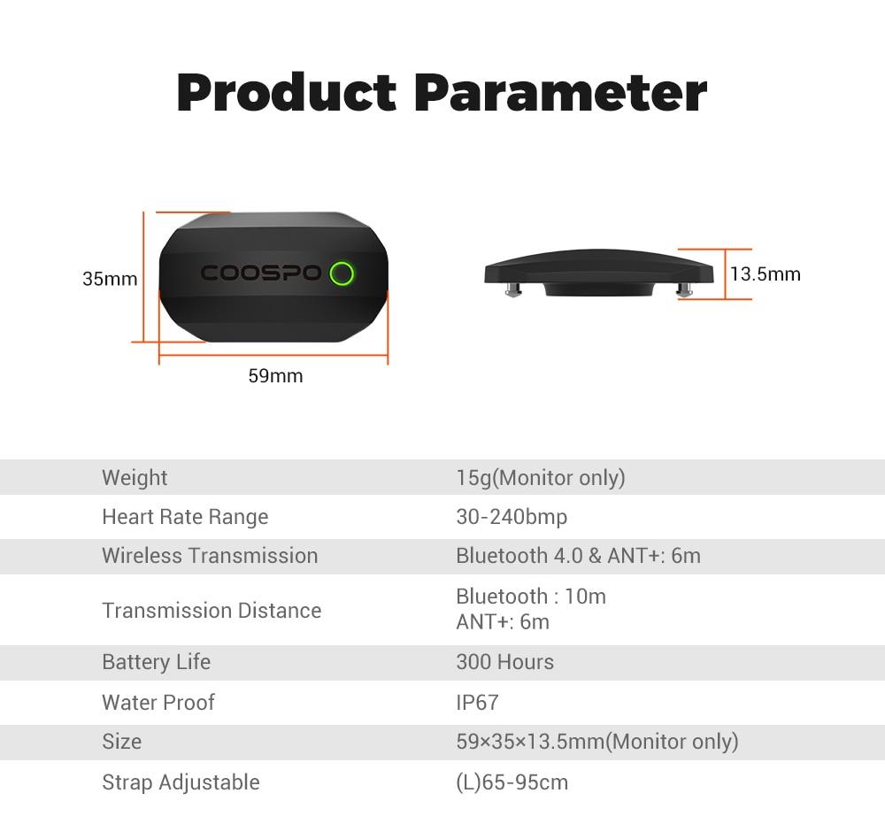 CooSpo Chest Heart Rate Monitor Strap Bluetooth 4.0 ANT+ Heart Rate Sensor Waterproof For Wahoo Garmin Bike Computer