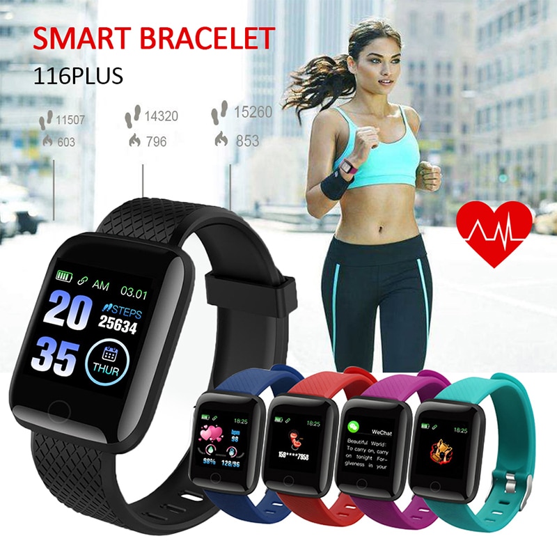 Bluetooth Heart Rate Blood Pressure Monitor Fitness Tracker Wristbands Wearable Devices Pedometers 116Plus Smart Band Watch