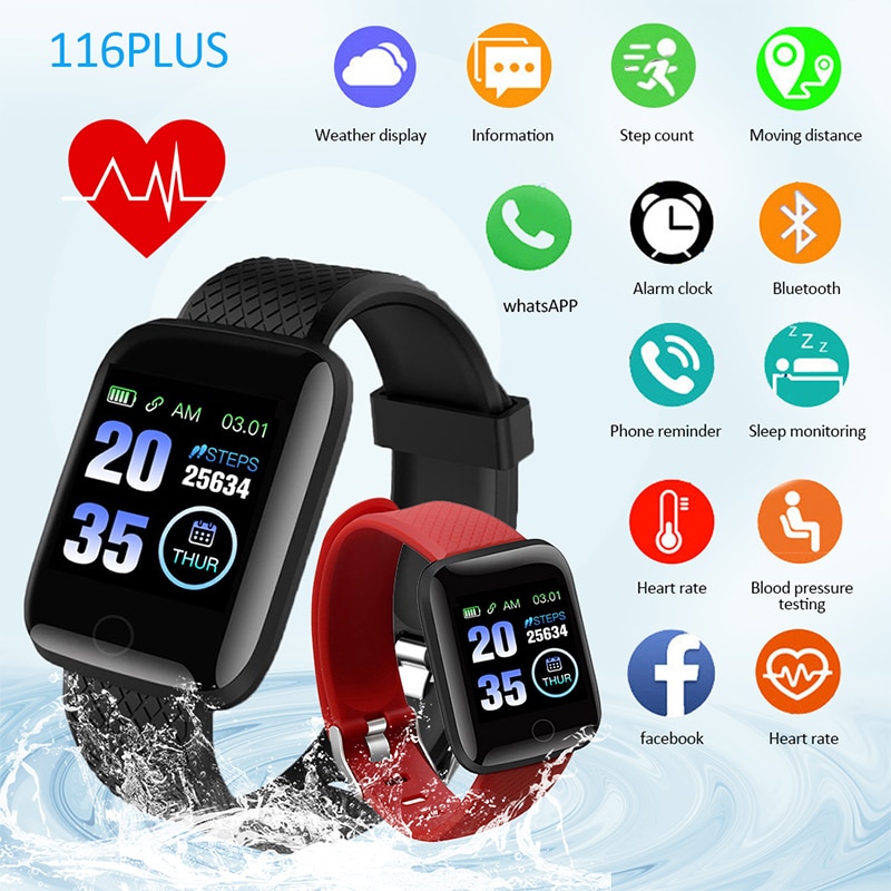 Bluetooth Heart Rate Blood Pressure Monitor Fitness Tracker Wristbands Wearable Devices Pedometers 116Plus Smart Band Watch