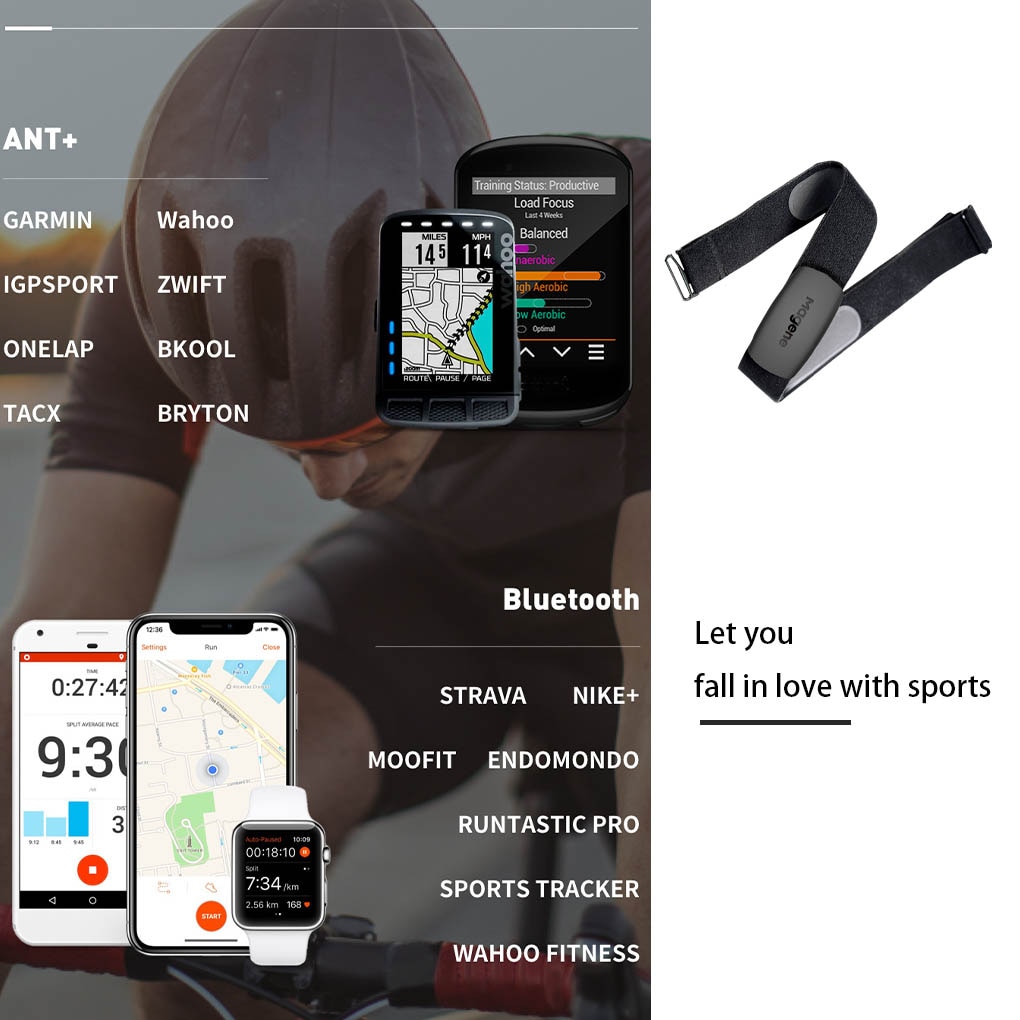Unisex ANT + Bluetooth Heart Rate Monitor Adjustable Sports Running Sensor Chest Strap IP67 Waterproof Heartrate Chest Straps