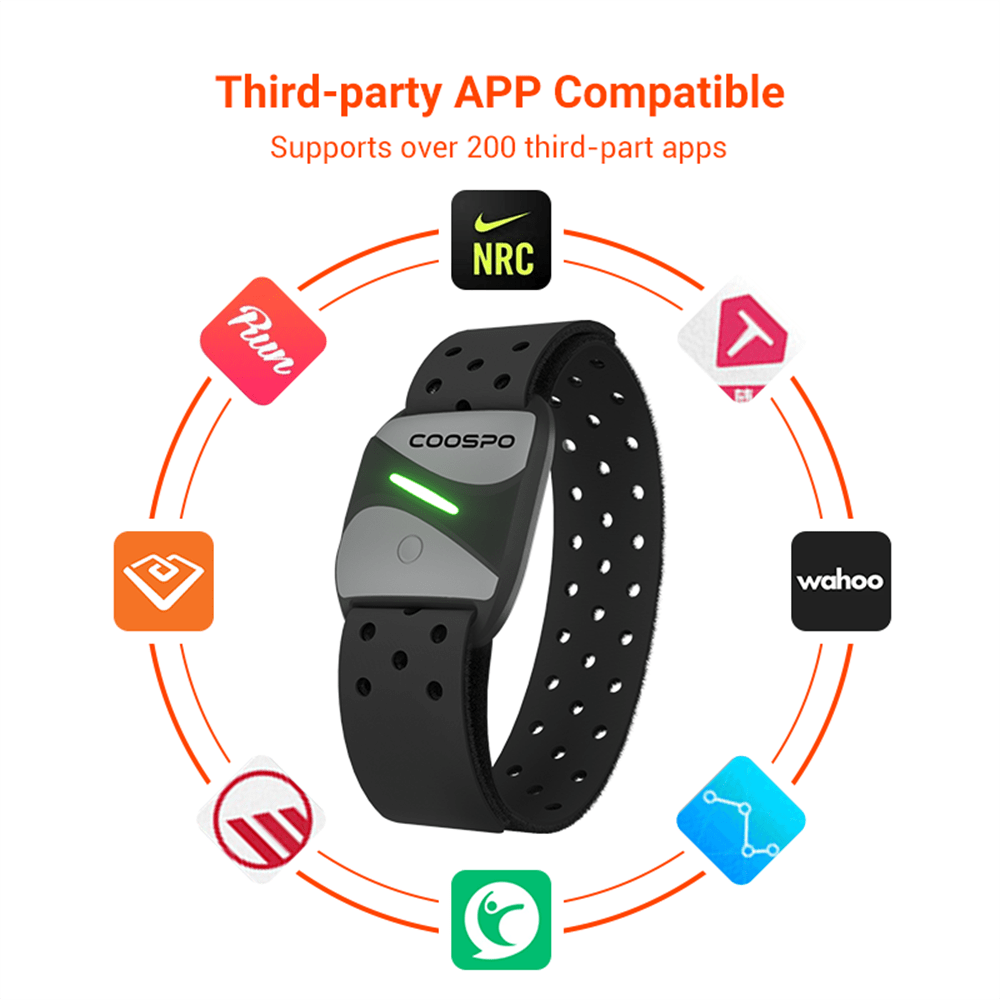 CooSpo HW807 Armband Heart Rate Monitor Bluetooth 5.0, ANT+ HRV Waterproof  Running Cycling For Garmin Wahoo Bike Computer