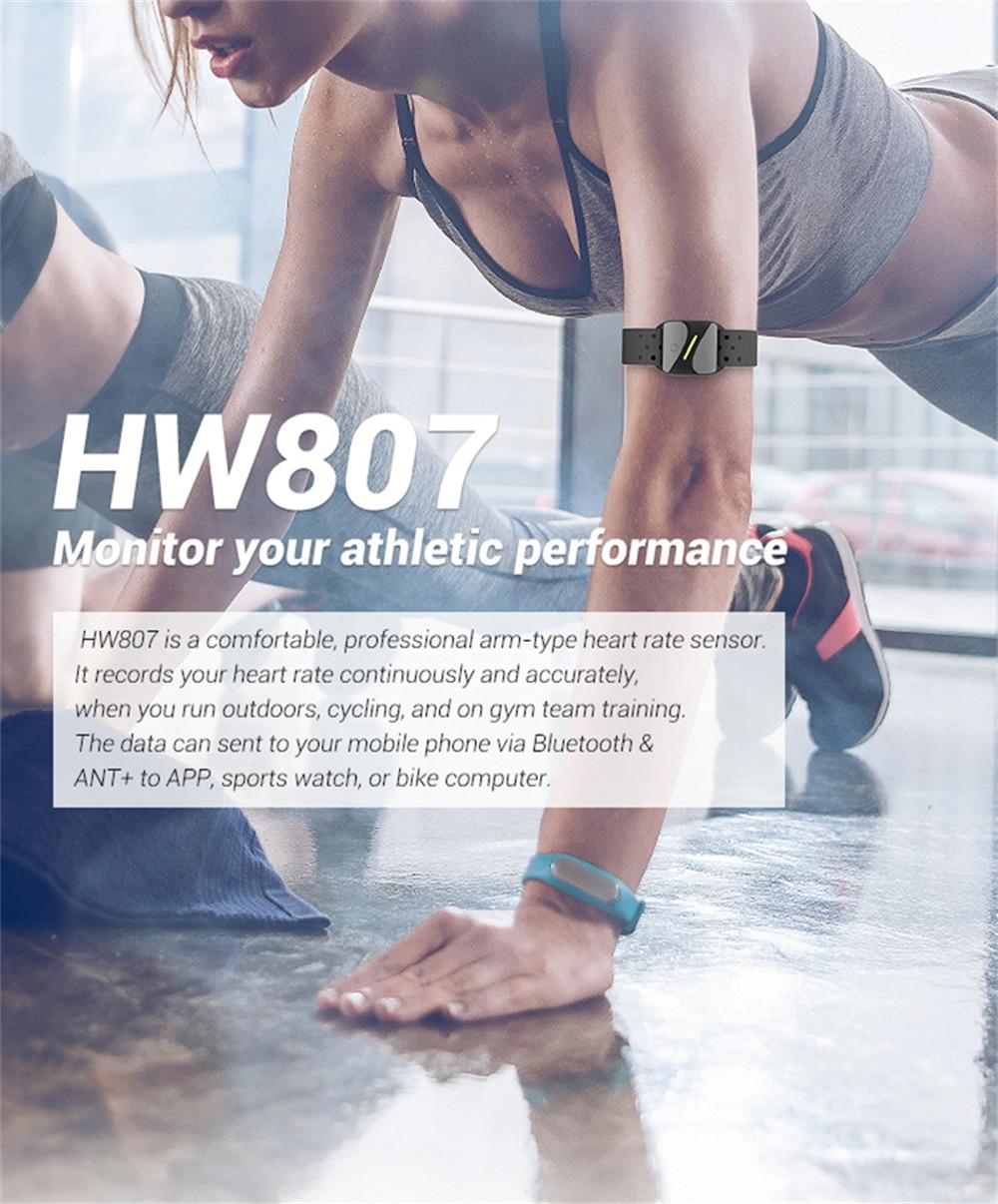 CooSpo HW807 Armband Heart Rate Monitor Bluetooth 5.0, ANT+ HRV Waterproof  Running Cycling For Garmin Wahoo Bike Computer