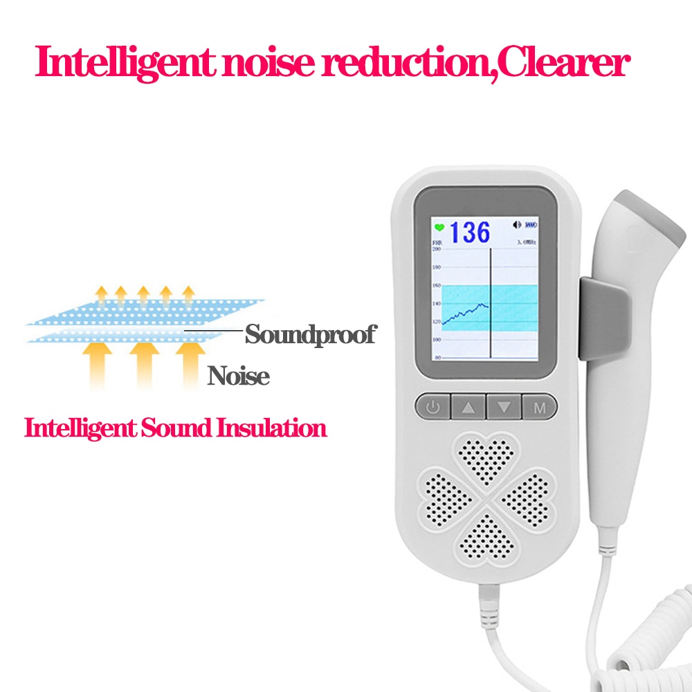 Digital Curve 3.0MHz Ultrasound Fetal Doppler Baby Heart Beat 0 Radiation Pregnant Gravida Infant Heart Rate Monitor Dual Mode