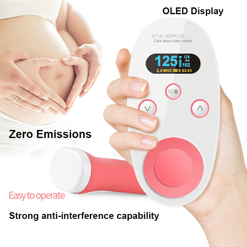 JianYouCare Ultrasonic Doppler Fetal Heartbeat Detector Household Portable Pregnant OLED Baby Heart rate Monitor & No Radiation