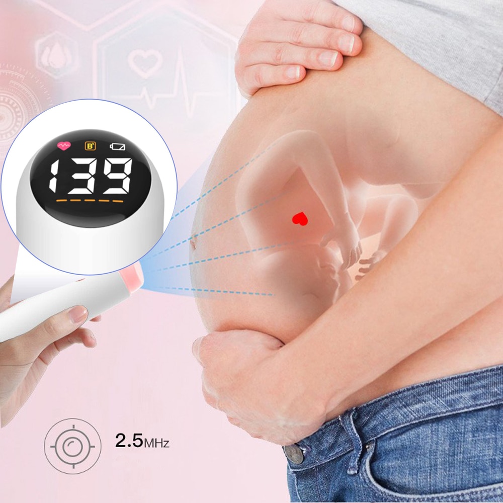 Chargeable Bluetooth Doppler Fetal Smart Fetal Heart Monitor Pregnant baby Heartbeat Data Recording LED Display Signal Detectio