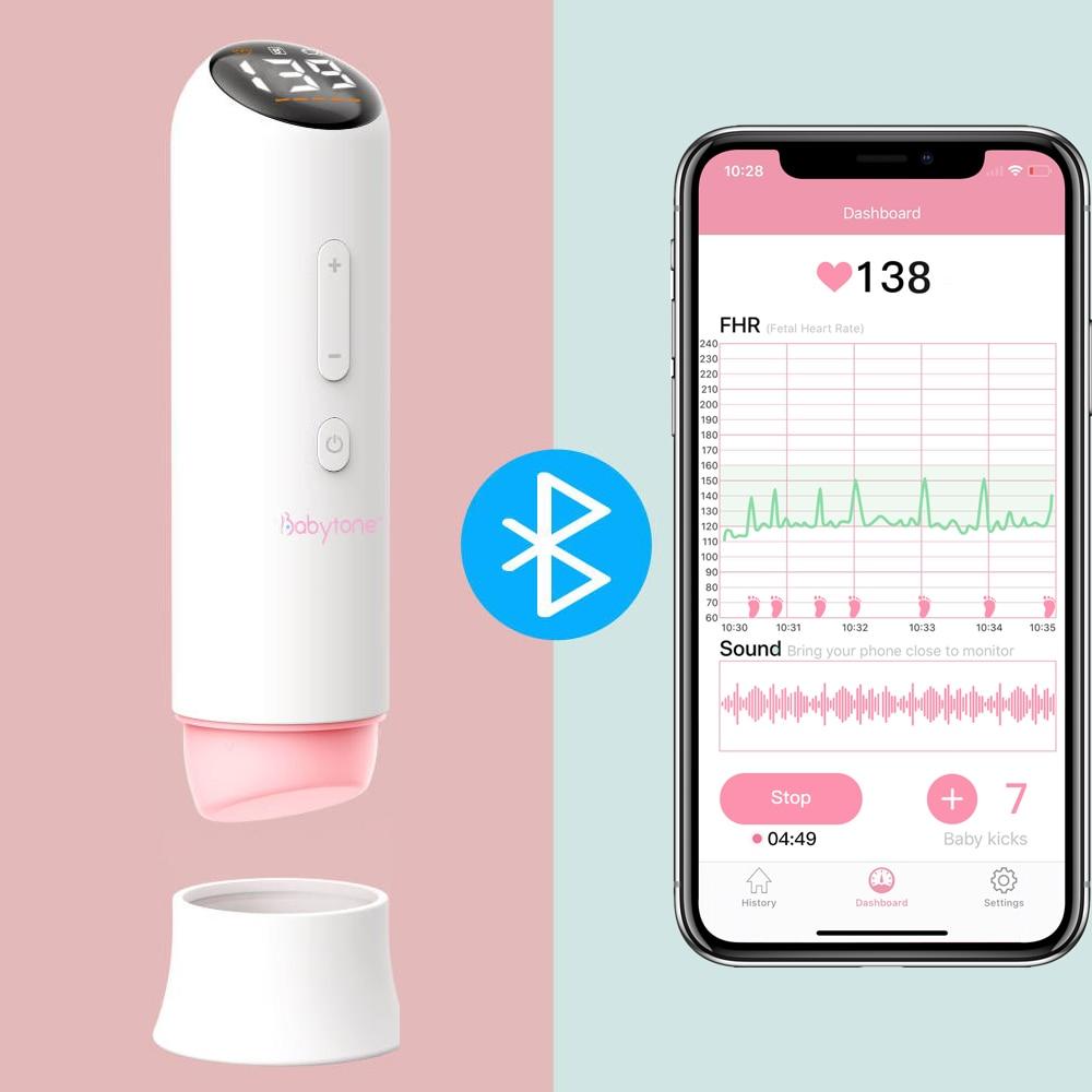 Chargeable Bluetooth Doppler Fetal Smart Fetal Heart Monitor Pregnant baby Heartbeat Data Recording LED Display Signal Detectio