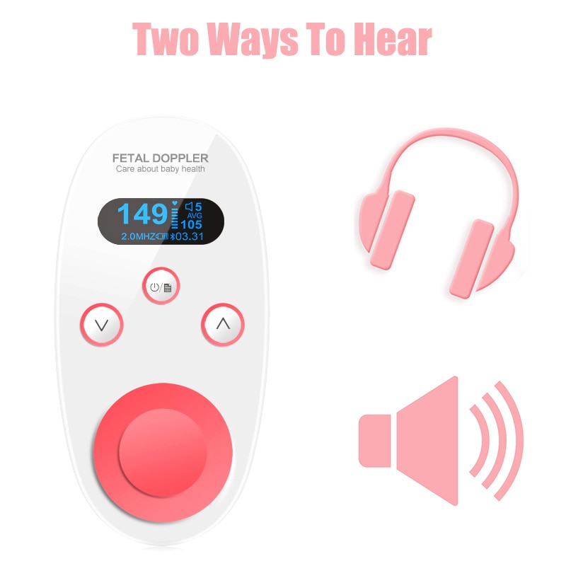 2.0MHz No Radiation Doppler Fetal Pregnant Women Heartbeat Detector Baby Pulse Meter Portable Ultrasound Stethoscope For Babies