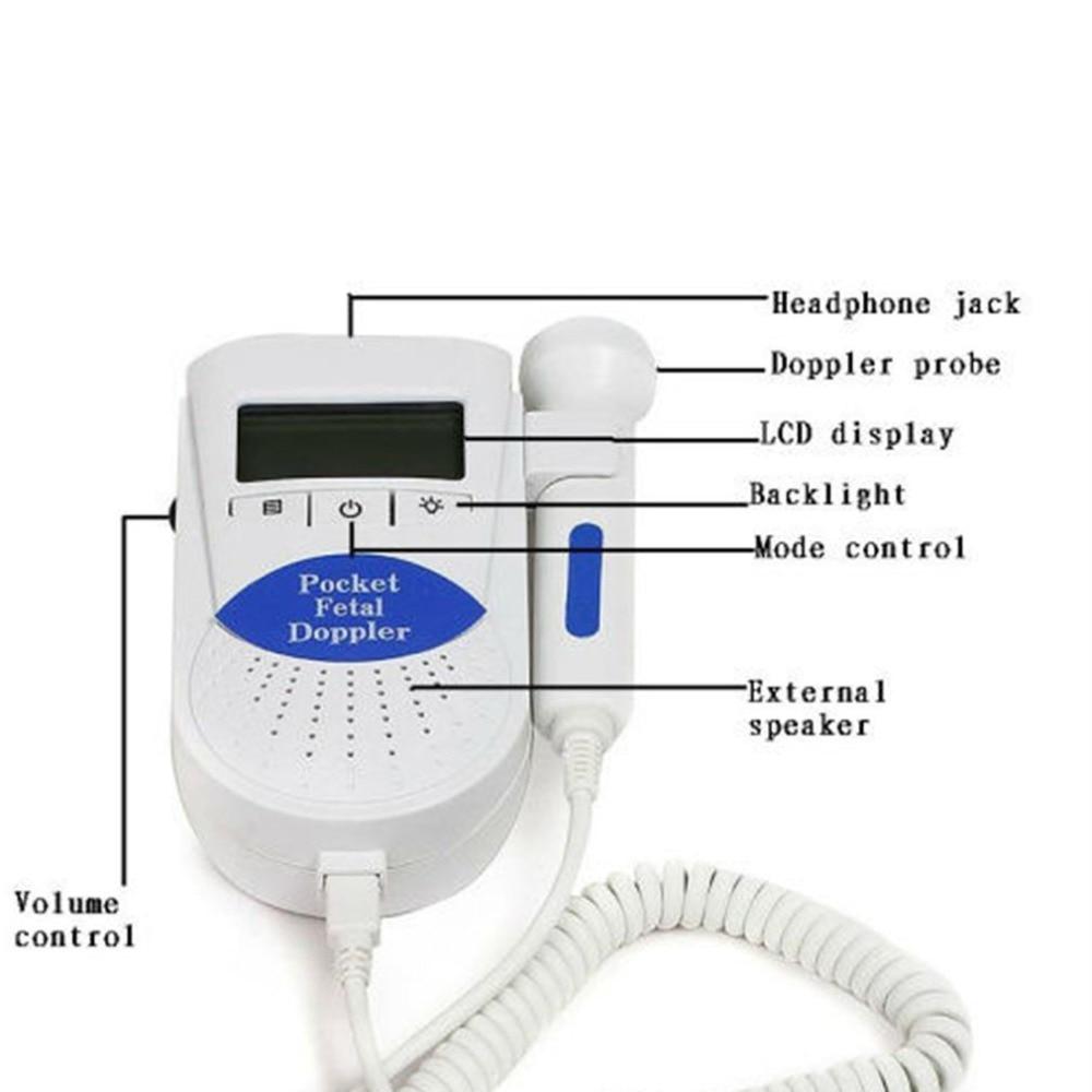 Pocket Fetal Doppler Ultrasound Baby Heartbeat Detector Home Pregnant Doppler Baby Heart Rate Monitor Pocket Doppler Monitor