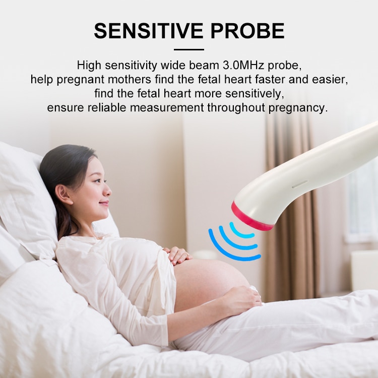 Chargeable Fetal Doppler Pregnant 3.0Mhz Upgrade Probe For Pregnant Doppler Fetal Baby Heart Rate Monitor USB Charging Free box