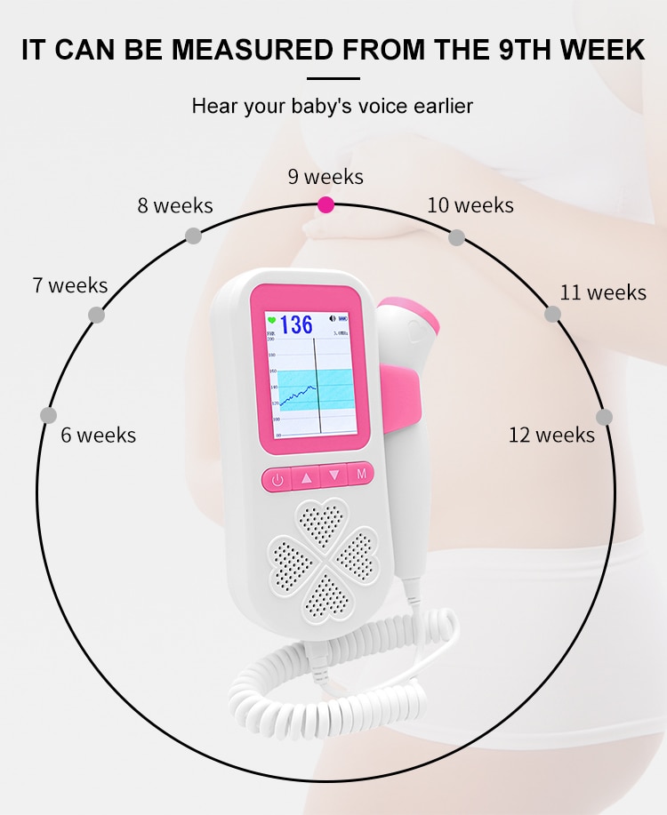 Chargeable Fetal Doppler Pregnant 3.0Mhz Upgrade Probe For Pregnant Doppler Fetal Baby Heart Rate Monitor USB Charging Free box