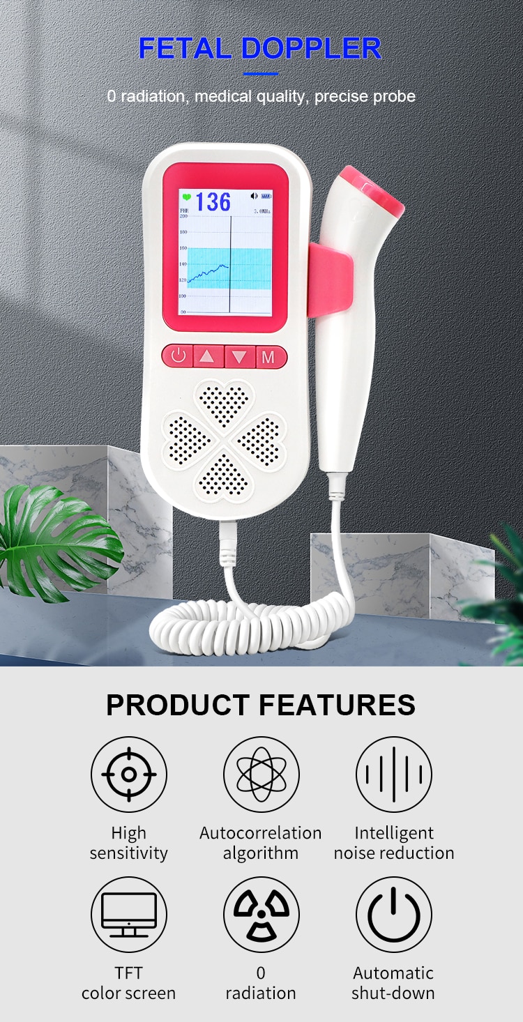 Chargeable Fetal Doppler Pregnant 3.0Mhz Upgrade Probe For Pregnant Doppler Fetal Baby Heart Rate Monitor USB Charging Free box