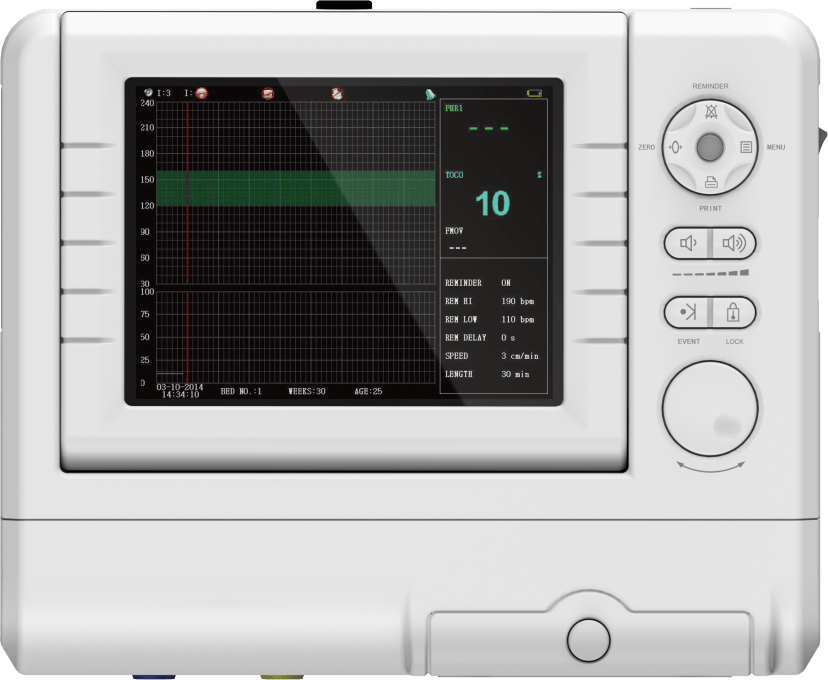 Contec CMS800G Color Display Fetal Monitor Twins Probe Real-time Printing Acquire Abnormal FHR,TOCO,FMOV 3 in 1Transducers Alarm