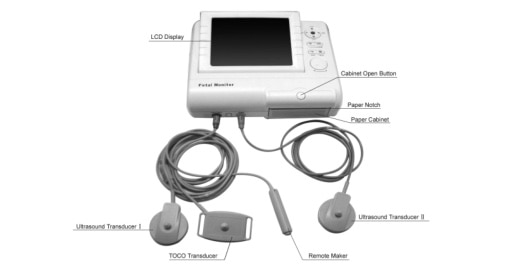 Contec CMS800G Color Display Fetal Monitor Twins Probe Real-time Printing Acquire Abnormal FHR,TOCO,FMOV 3 in 1Transducers Alarm