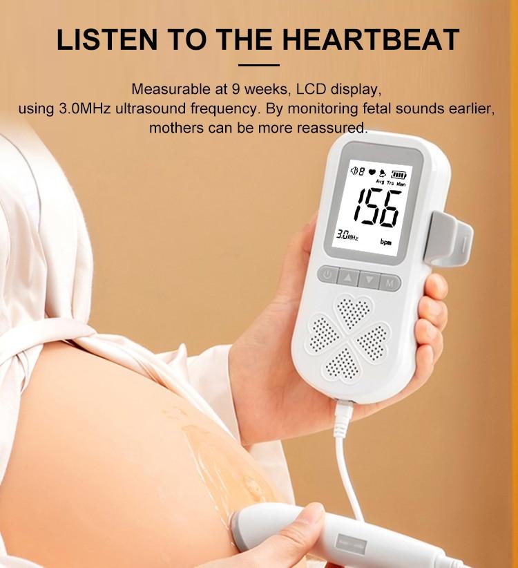 Update 3.0MHZ Fetal Doppler Heart Rate Monitor Home Foetus Baby Pregnancy Sound Heartbeat Detector Display LCD Without Radiation