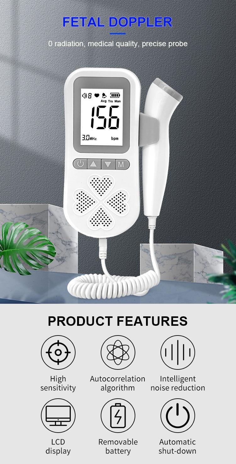 Update 3.0MHZ Fetal Doppler Heart Rate Monitor Home Foetus Baby Pregnancy Sound Heartbeat Detector Display LCD Without Radiation