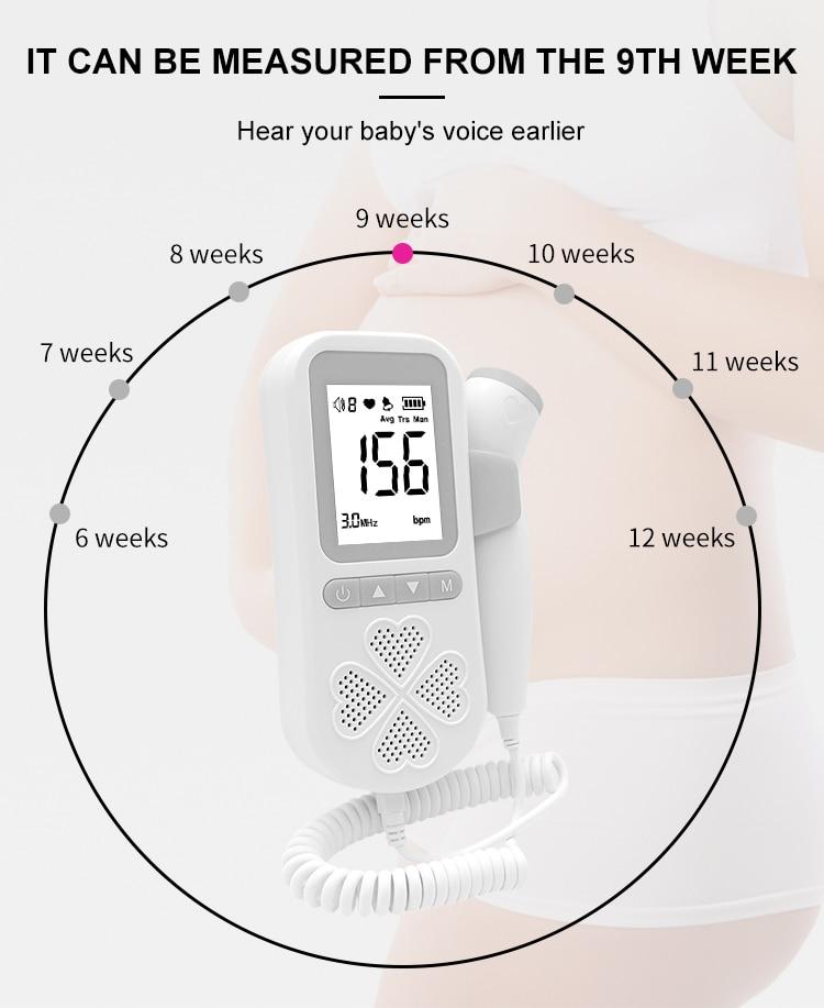 Update 3.0MHZ Fetal Doppler Heart Rate Monitor Home Foetus Baby Pregnancy Sound Heartbeat Detector Display LCD Without Radiation