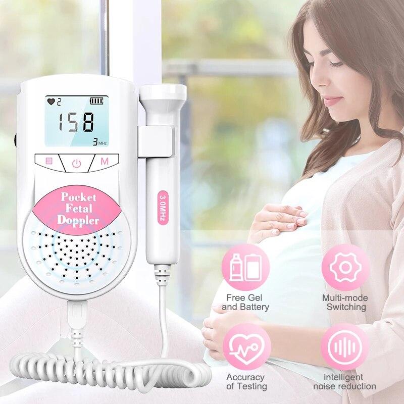 Medical Fetal Doppler Ultrasound Baby Heartbeat Vascular Pocket Prenatal Detector Home Pregnant Heart Rate Monitor 3.0MHz