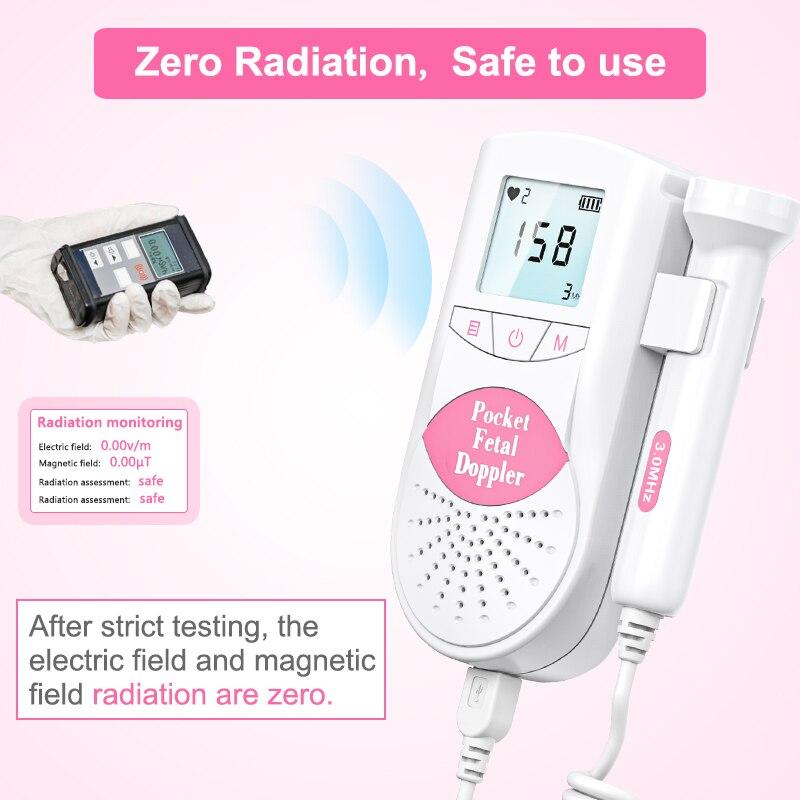 Medical Fetal Doppler Ultrasound Baby Heartbeat Vascular Pocket Prenatal Detector Home Pregnant Heart Rate Monitor 3.0MHz