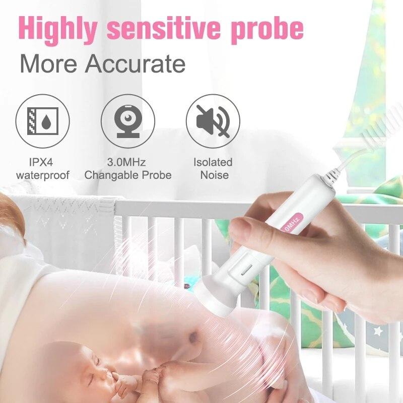 Medical Fetal Doppler Ultrasound Baby Heartbeat Vascular Pocket Prenatal Detector Home Pregnant Heart Rate Monitor 3.0MHz