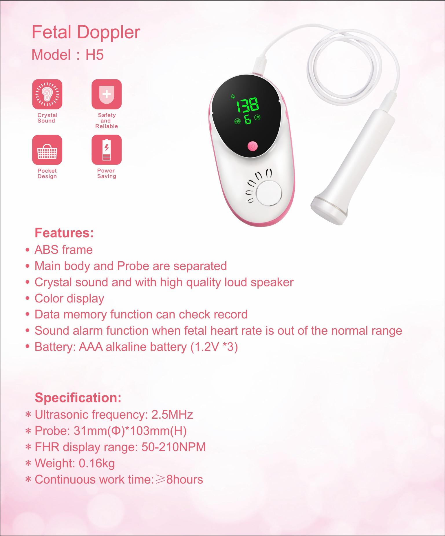 ELERA Fetal Doppler Heartbeat Detector Portable Ultrasound Pregnant Baby Heart Rate Monitor LCD 2.5MHz Pocket Vascular Doppler