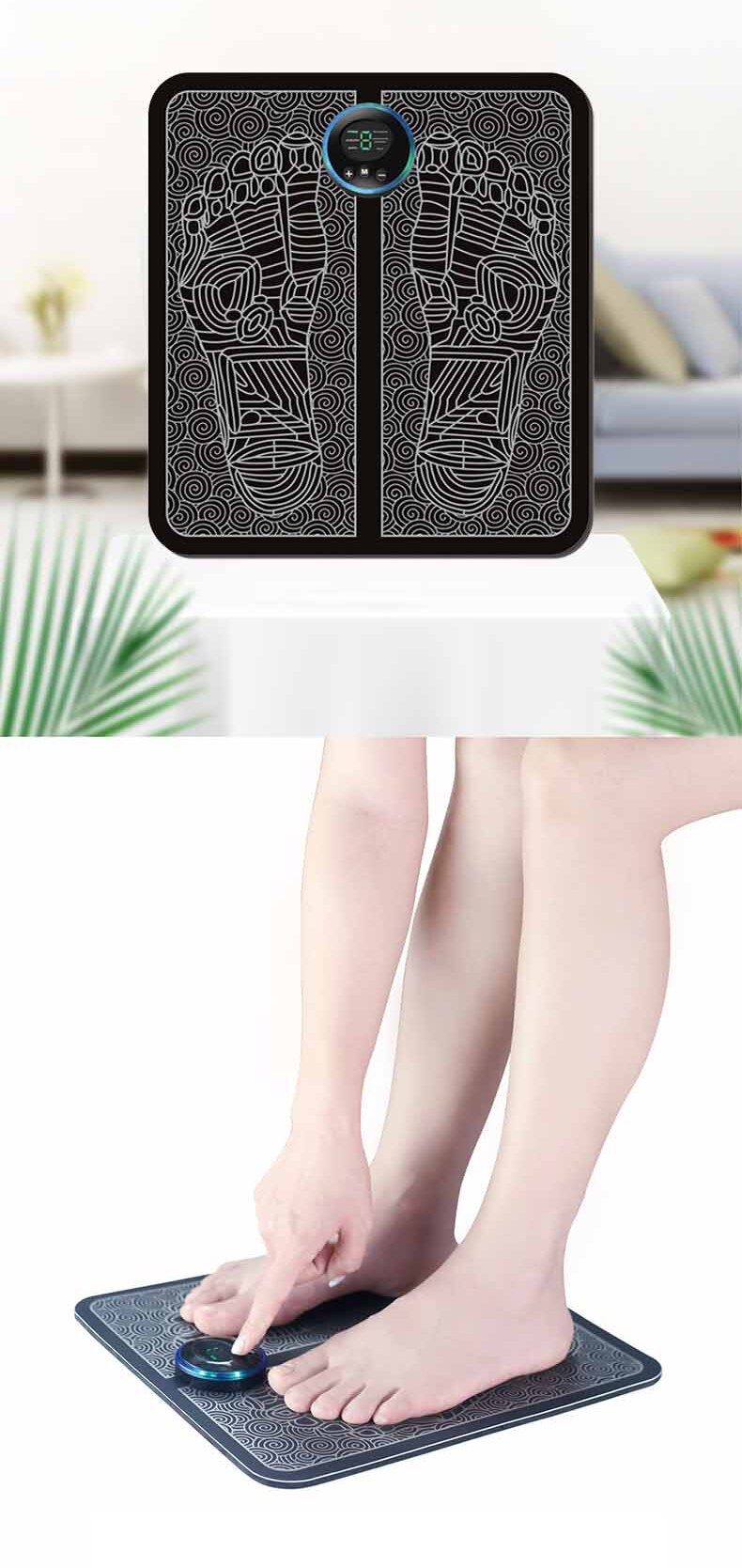 EMS Intelligent Foot Massager Muscle Blood Circulation Acupoint Stimulation Health Pad Wireless Smart Pedicure Training Device