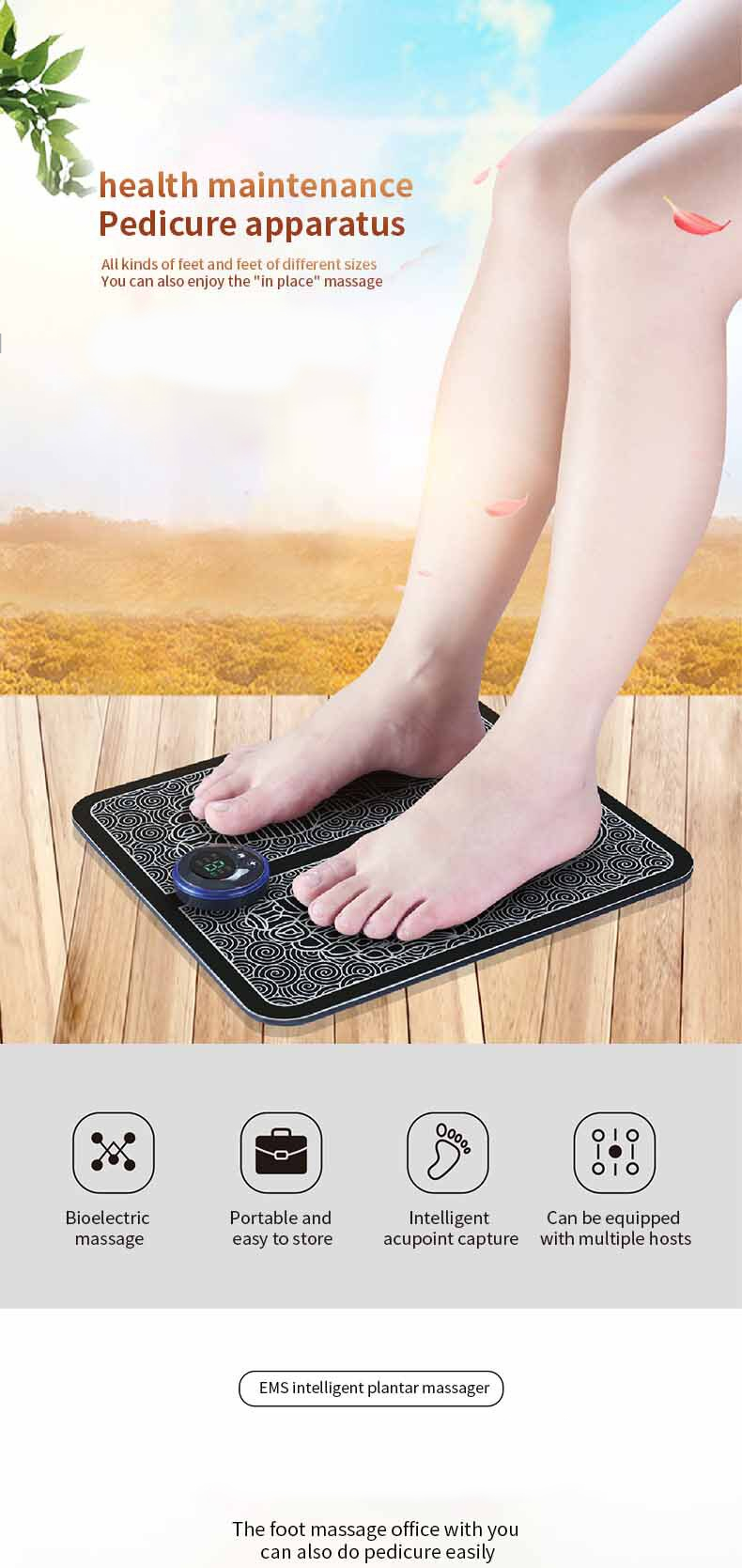 EMS Intelligent Foot Massager Muscle Blood Circulation Acupoint Stimulation Health Pad Wireless Smart Pedicure Training Device