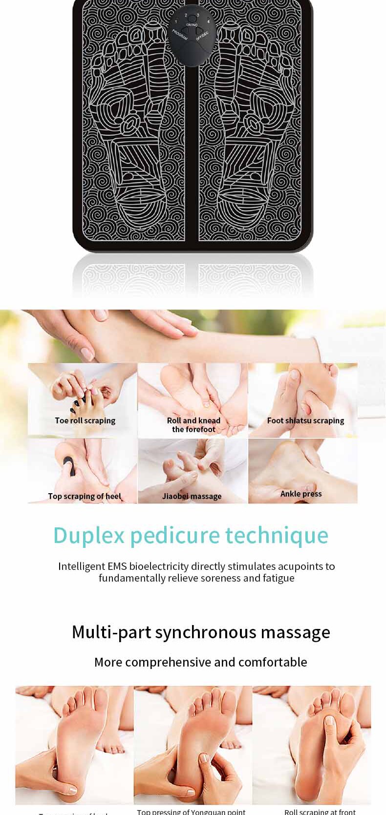 EMS Intelligent Foot Massager Muscle Blood Circulation Acupoint Stimulation Health Pad Wireless Smart Pedicure Training Device