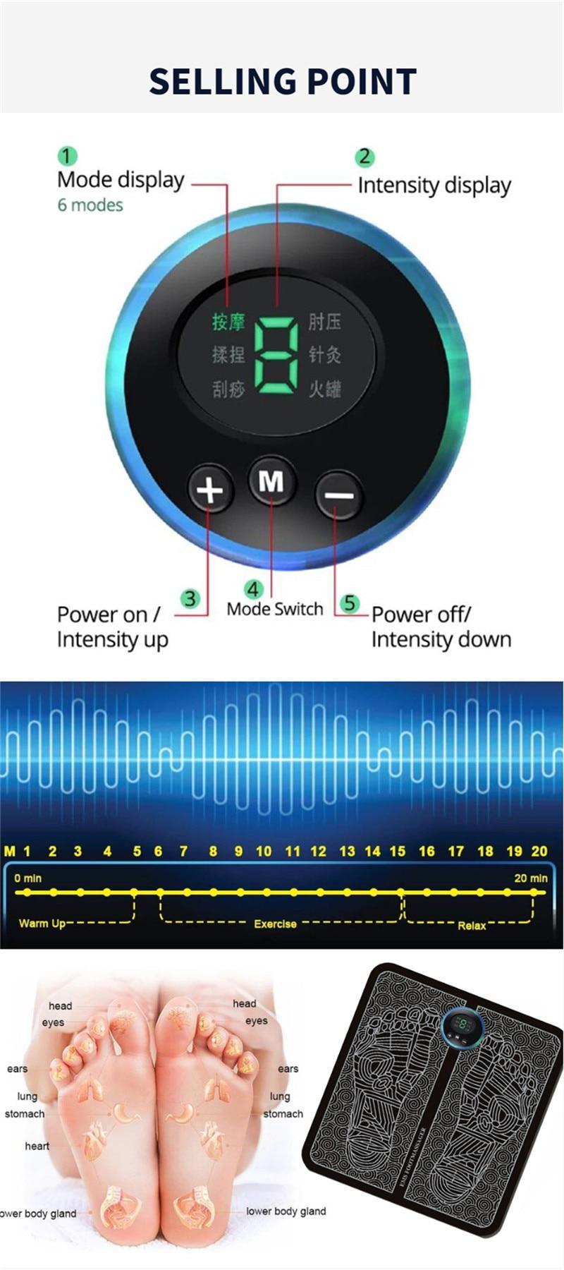 Electric EMS Foot Massager Pad Feet Muscle Stimulator Leg Reshaping Foot Massage Machine Mat Relieve Ache Pain Health Care