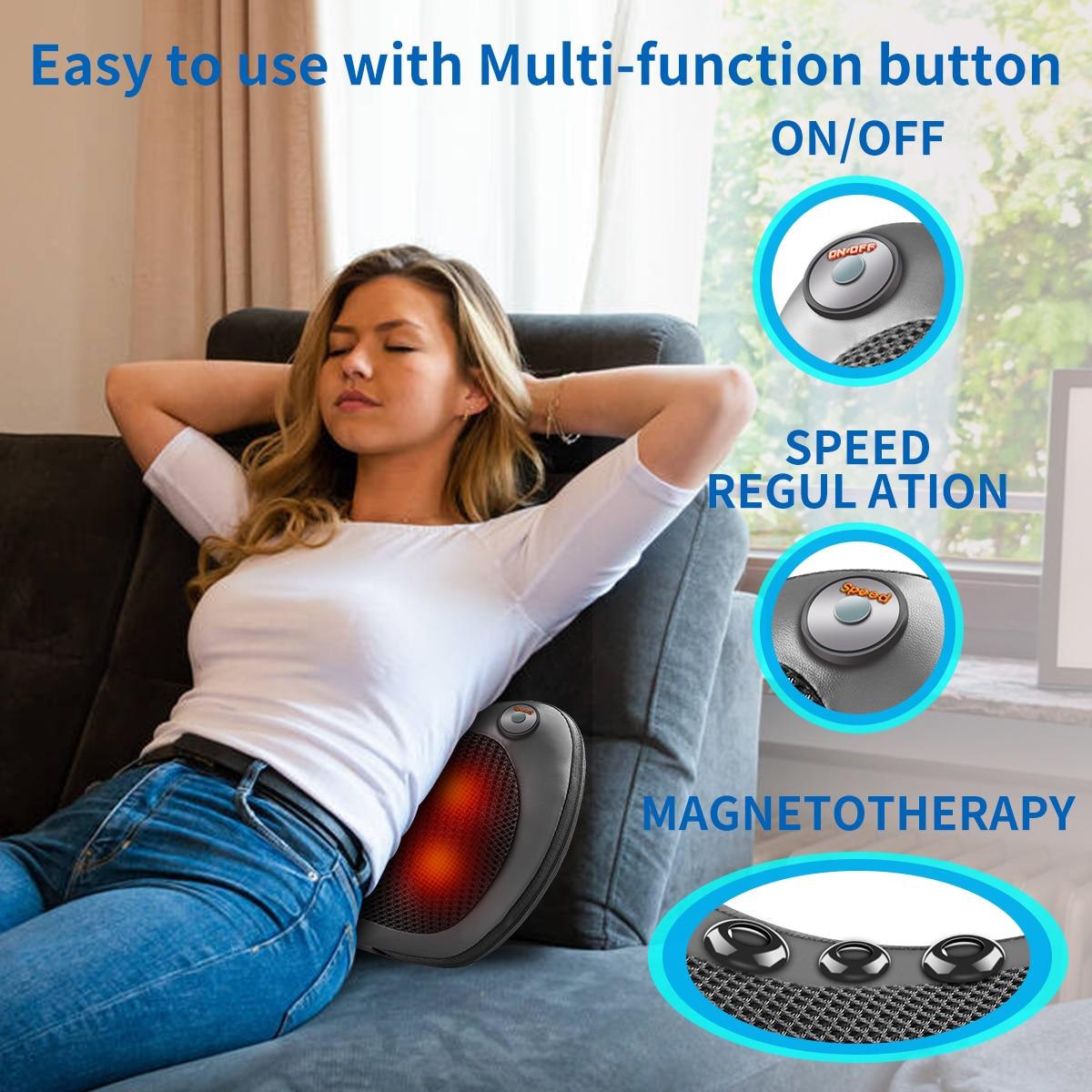 Relaxation Massage Pillow Vibrator Electric Shoulder Back Kneading Infrared therapy shiatsu Neck Massage