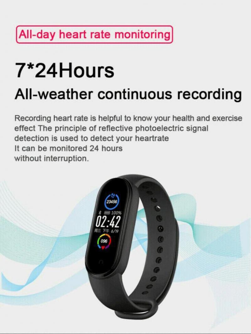 M5 Health Bracelet Heart Rate Blood Pressure Smart Band Fitness Tracker Smartband Wristband For Smart Band 5 Smart Watch Devices