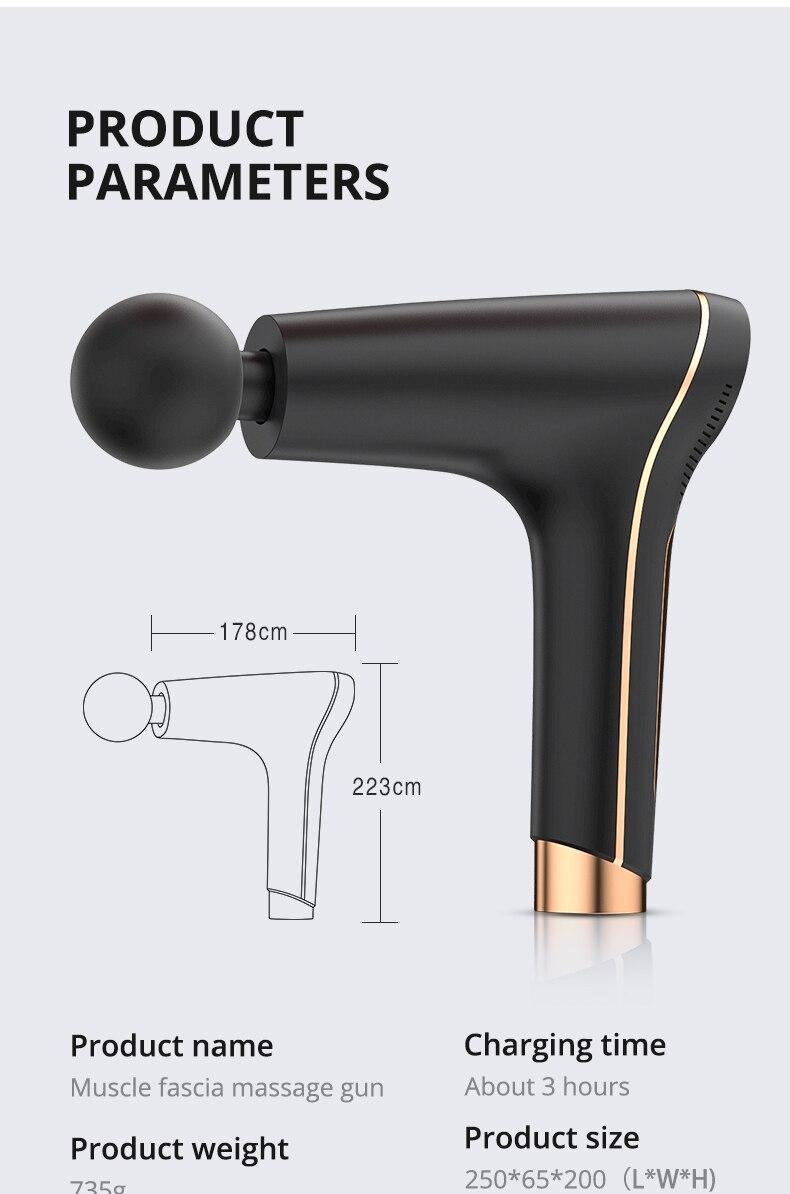 2021 Massage Gun Fascia Gun Sport Therapy Muscle Massager Vibration Relief Pain Relax Fitness Equipment Noise Reduction Design