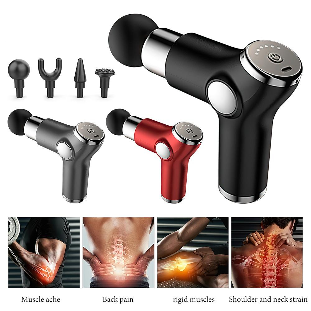 Mini Massage Gun Fascia Gun Sport Therapy Muscle Massager Body Relaxation Pain Relief Slimming Shaping Massager With 4 heads
