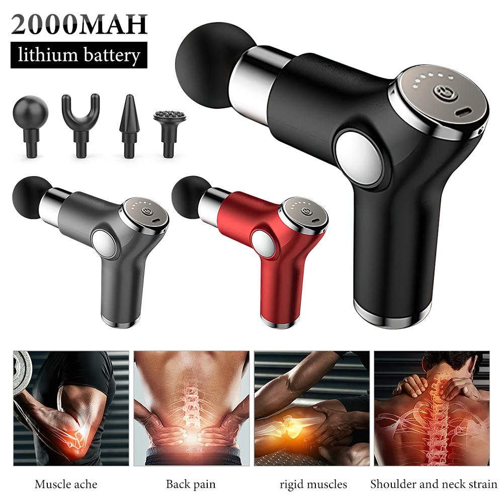 Foldable Massage Gun Fascia Gun Sport Therapy Muscle Massager Body Relaxation Pain Relief Slimming Shaping Massager With 4 heads