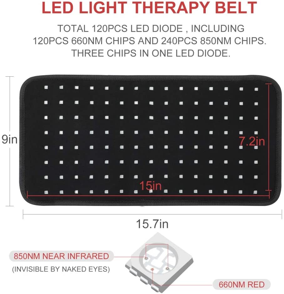 2021 New LED Red Light and Near Infrared Light Therapy Belt Devices 660nm 850nm Large Pads Wearable Wrap for Pain Relief