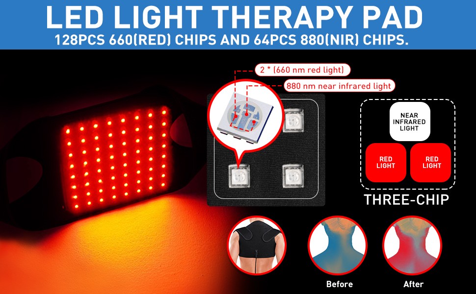 DGYAO Red Light Therapy Infrared 880nm & 660nm Shoulder Belt Wearable Pad Brace Back Pain Relief Physiotherapy Device Home Use