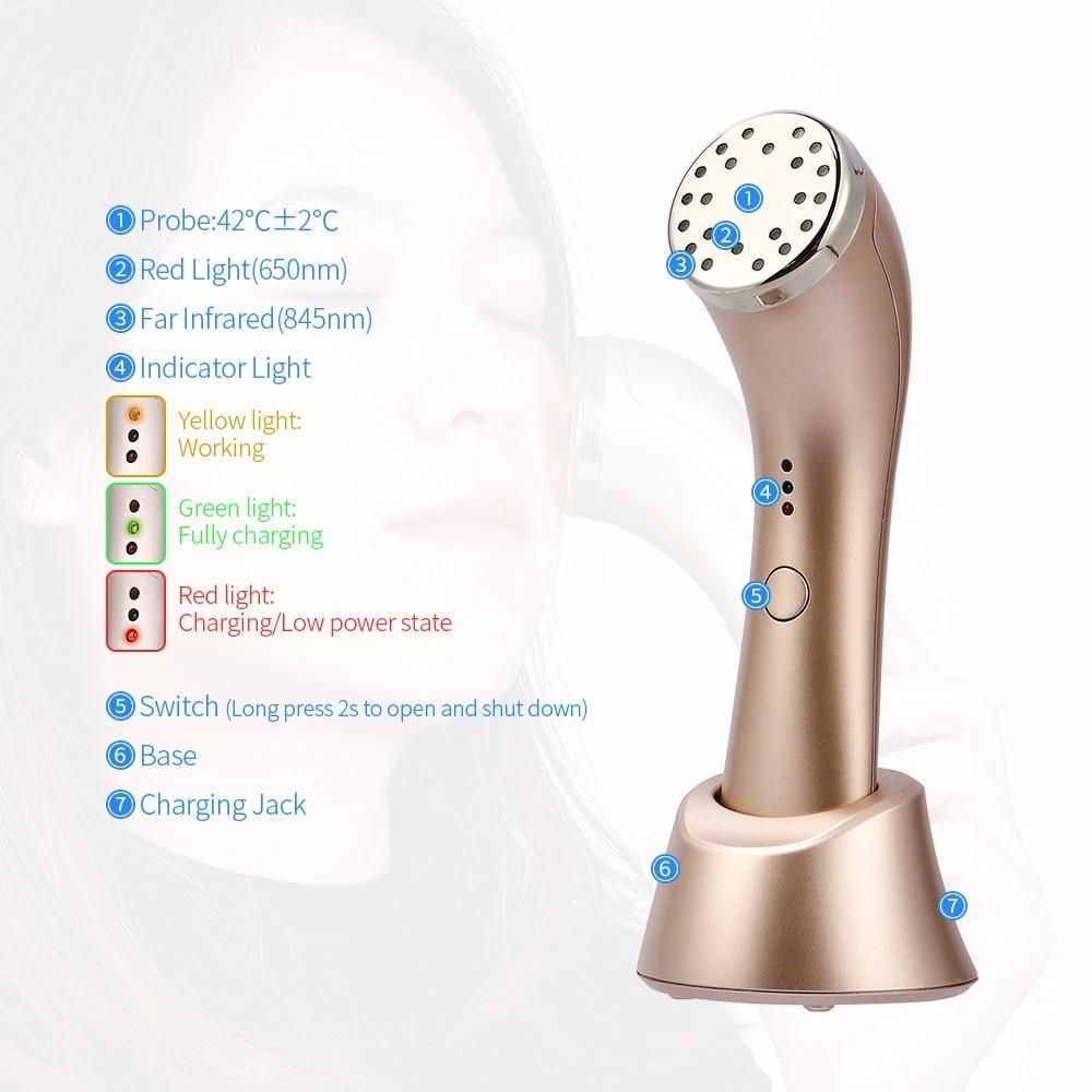 Infrared Heating Red Led Light Therapy Collagen Stimulation Wrinkle Remover Anti Aging Skin Firm Whitening Beauty Massage Device