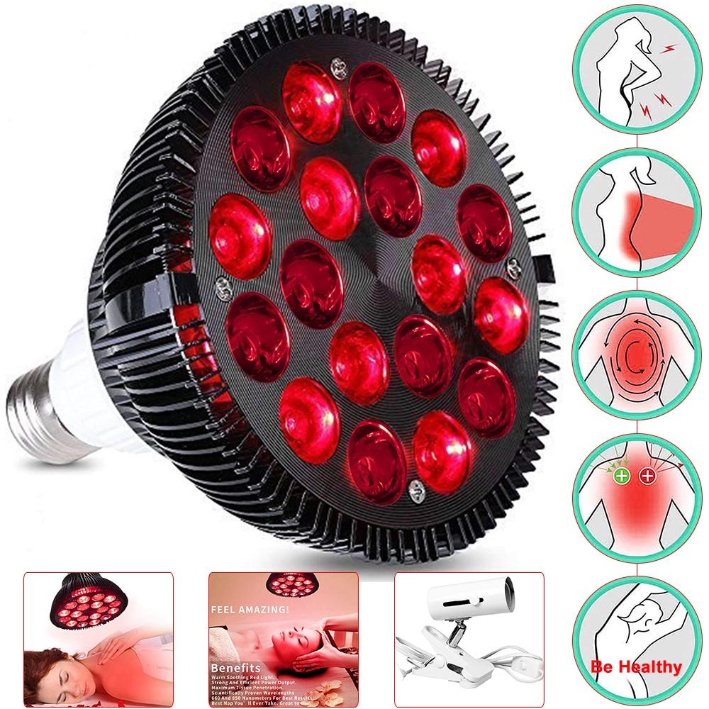 LED Red Light Therapy Lamp Bulb 18/54W Infrared Light 660nm 850nm Therapy Device Skin Health Care Back Shoulder Pain Relief