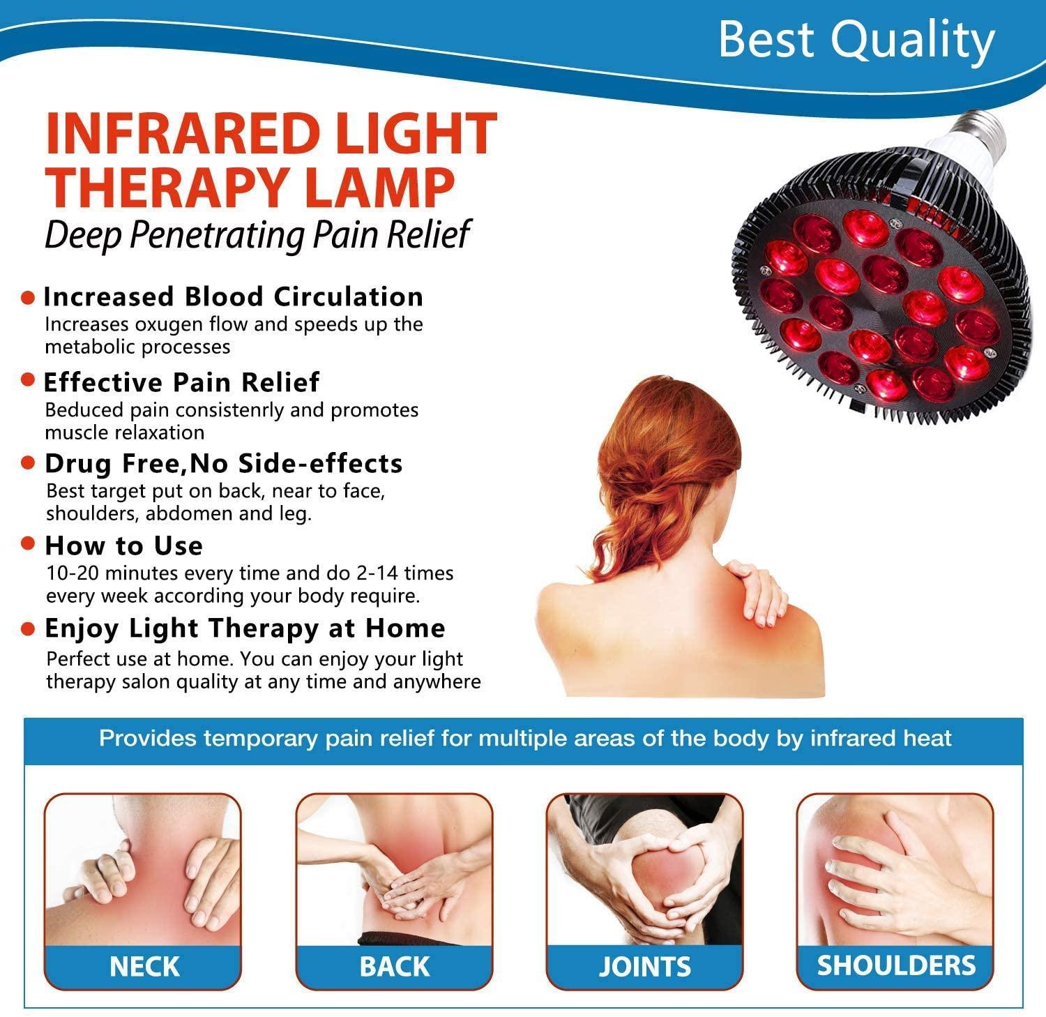 54W Red Light Therapy Lamp 660nm & 850nm Near Infrared Light Therapy Devices for Face and Pain Relief