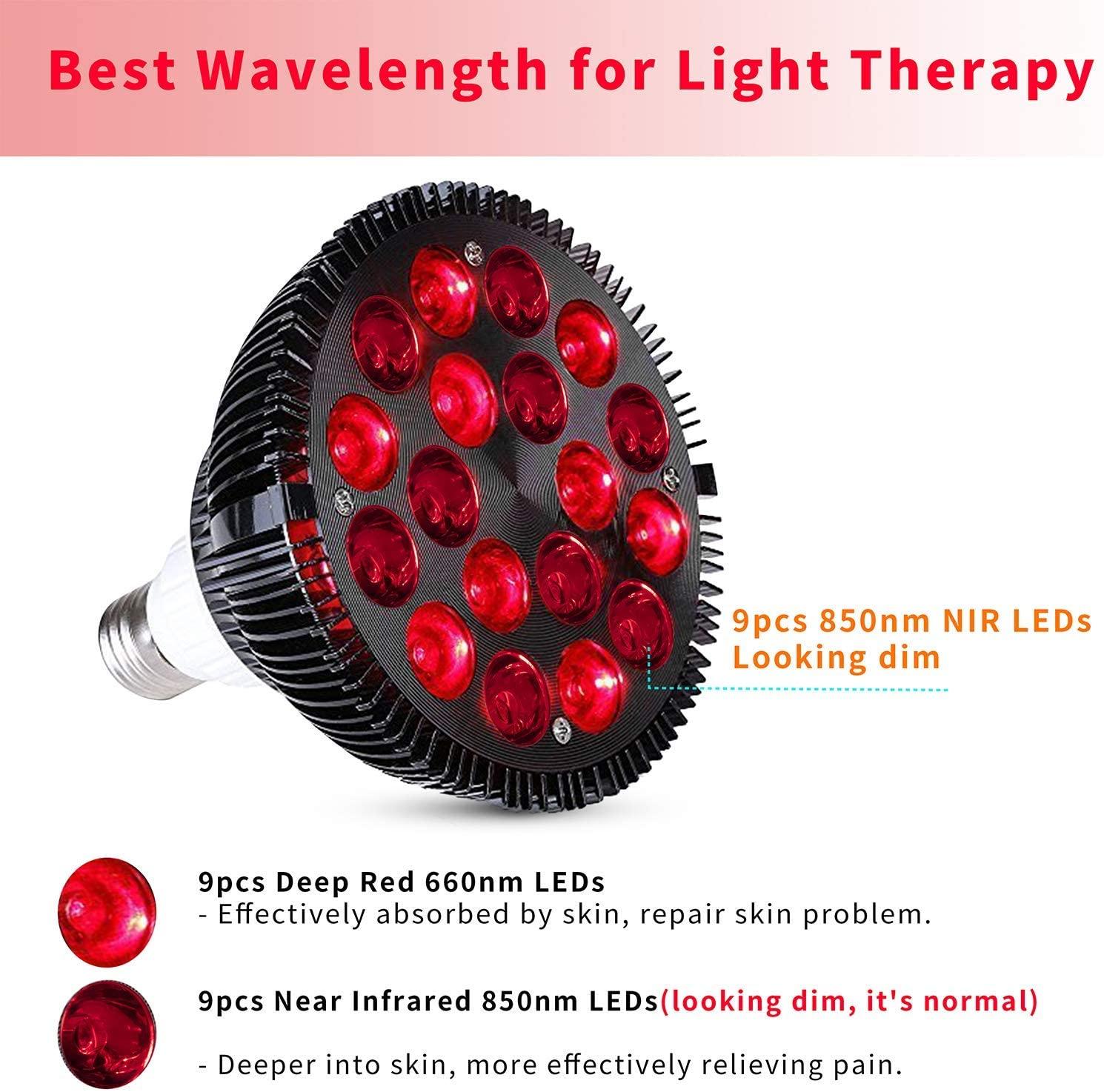 54W Red Light Therapy Lamp 660nm & 850nm Near Infrared Light Therapy Devices for Face and Pain Relief