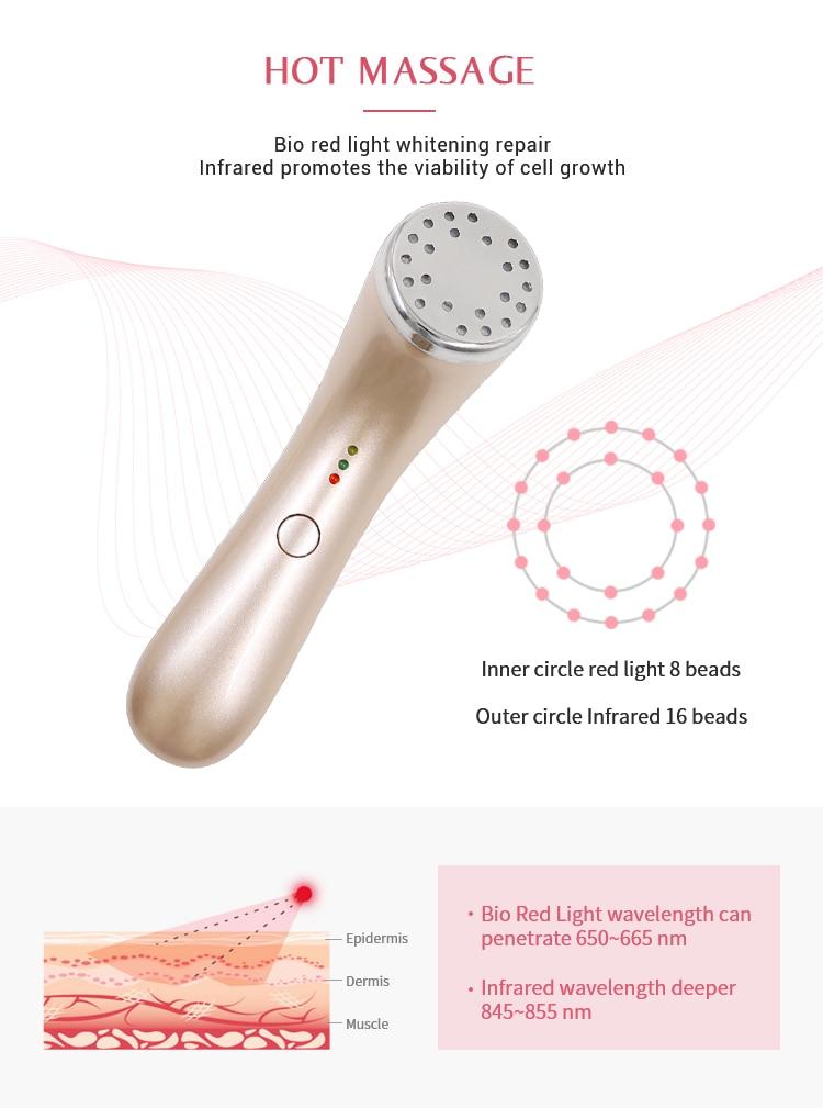 Red Light Therapy Rf Beauty Equipment Heating Function Facial Beauty Device Skin Rejuvenation Tightening Infrared Face Massager