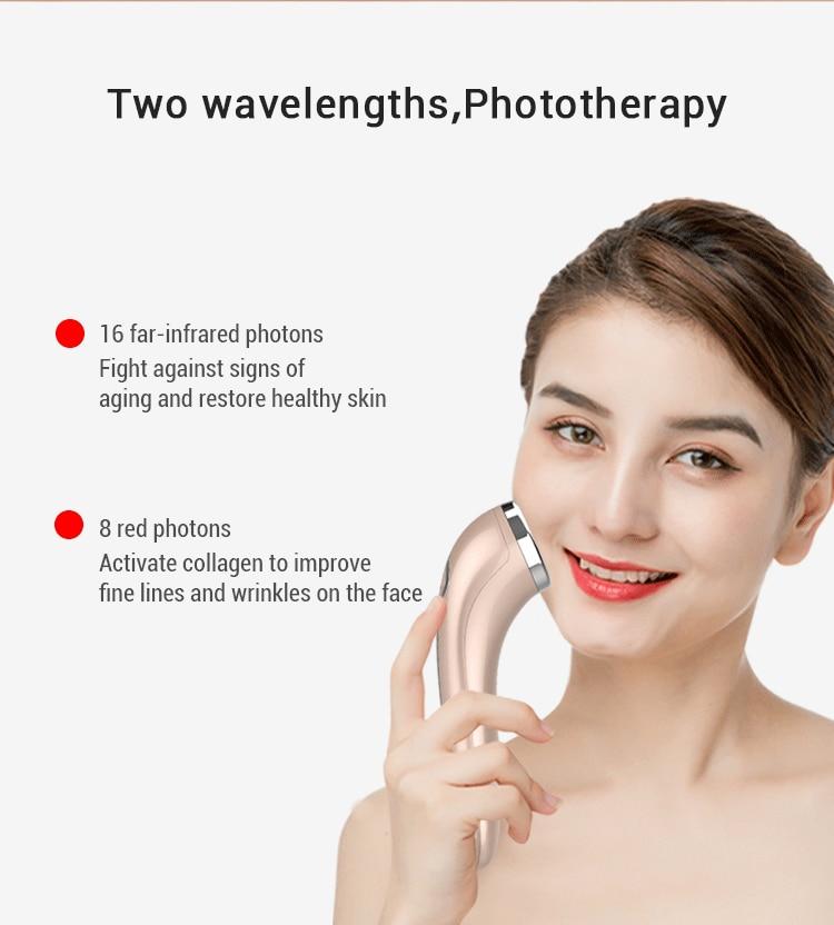 Red Light Therapy Rf Beauty Equipment Heating Function Facial Beauty Device Skin Rejuvenation Tightening Infrared Face Massager