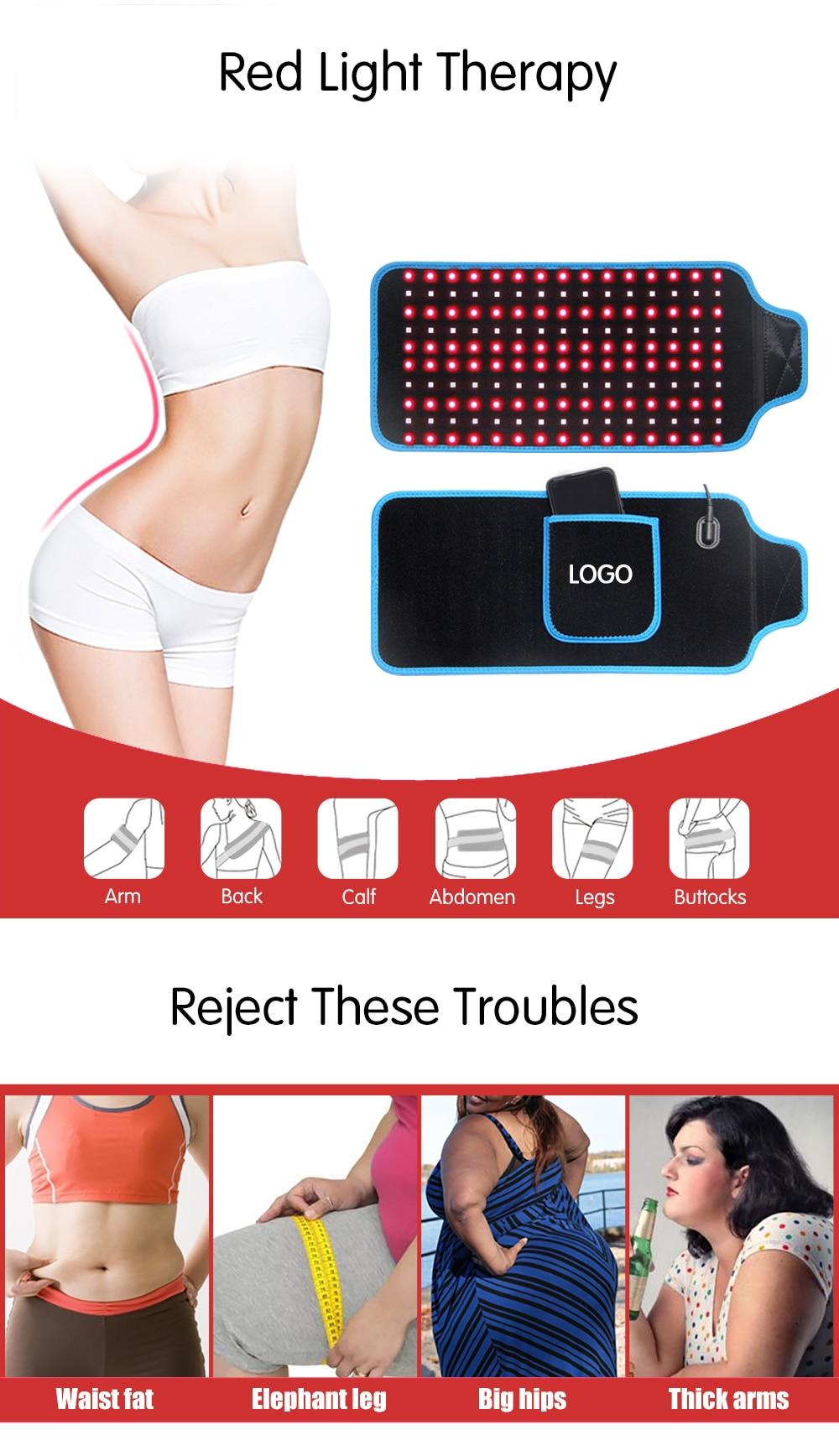 Red Light Therapy Belt Device, 660nm Red Light and 850nm Near Infrared Light Large wrap pad for Skin, Pain Relief Blood Circulat