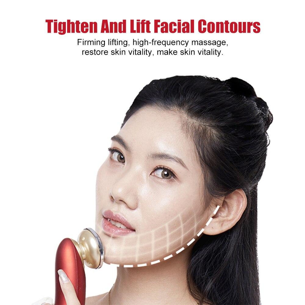 Blue & Red LED Light Therapy Photon Acne Treatment Ultrasonic Rechargeable EMS Beauty Face Lifting Facial Double Chin reducer