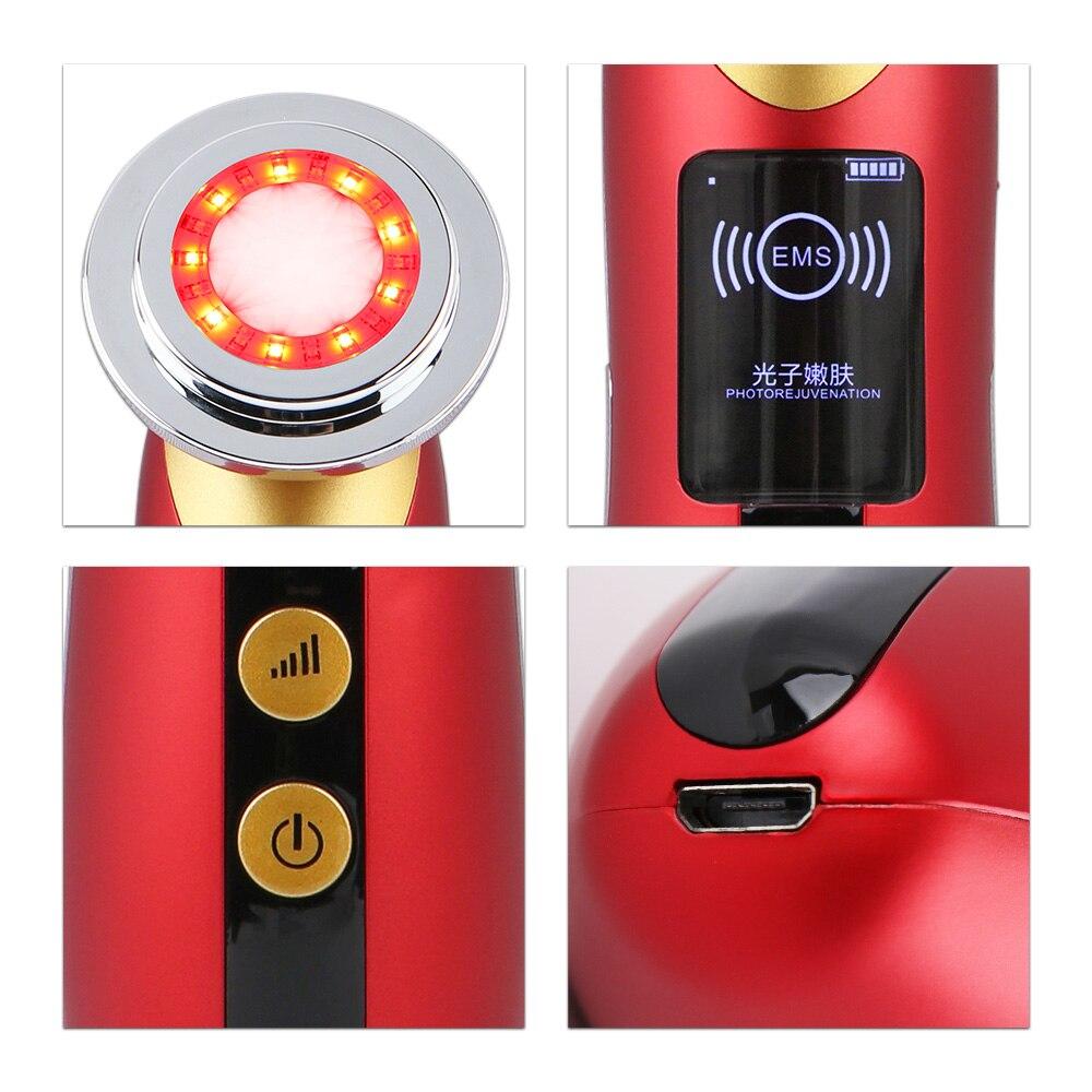 Blue & Red LED Light Therapy Photon Acne Treatment Ultrasonic Rechargeable EMS Beauty Face Lifting Facial Double Chin reducer