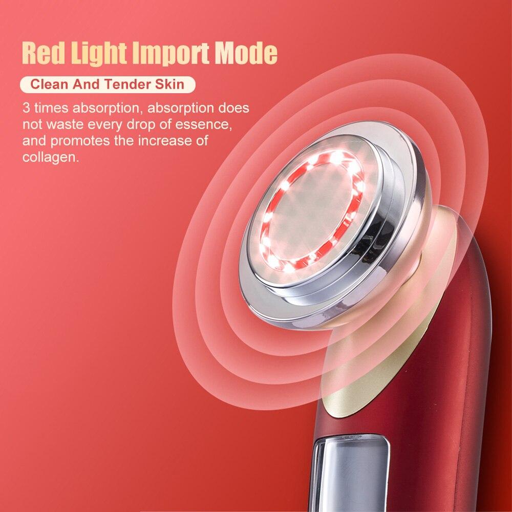 Blue & Red LED Light Therapy Photon Acne Treatment Ultrasonic Rechargeable EMS Beauty Face Lifting Facial Double Chin reducer