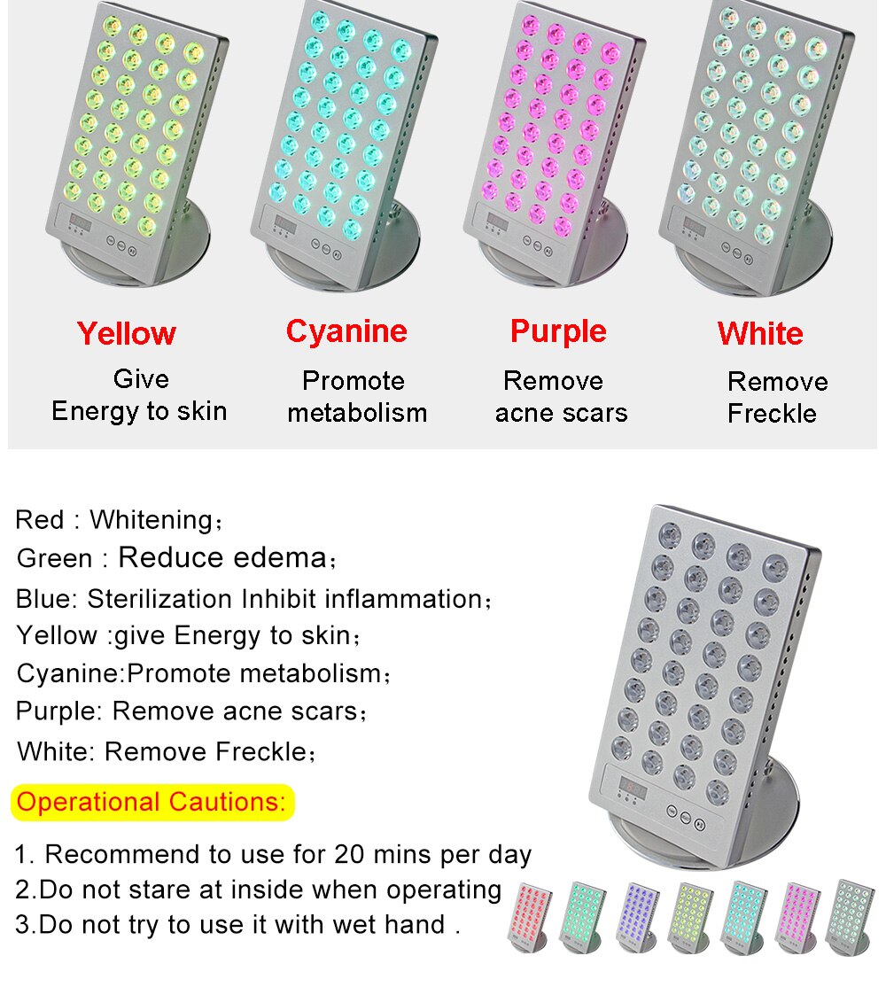 Portable mini Professional led infrared light therapy machine 7 colors beauty device red light therapy for skin