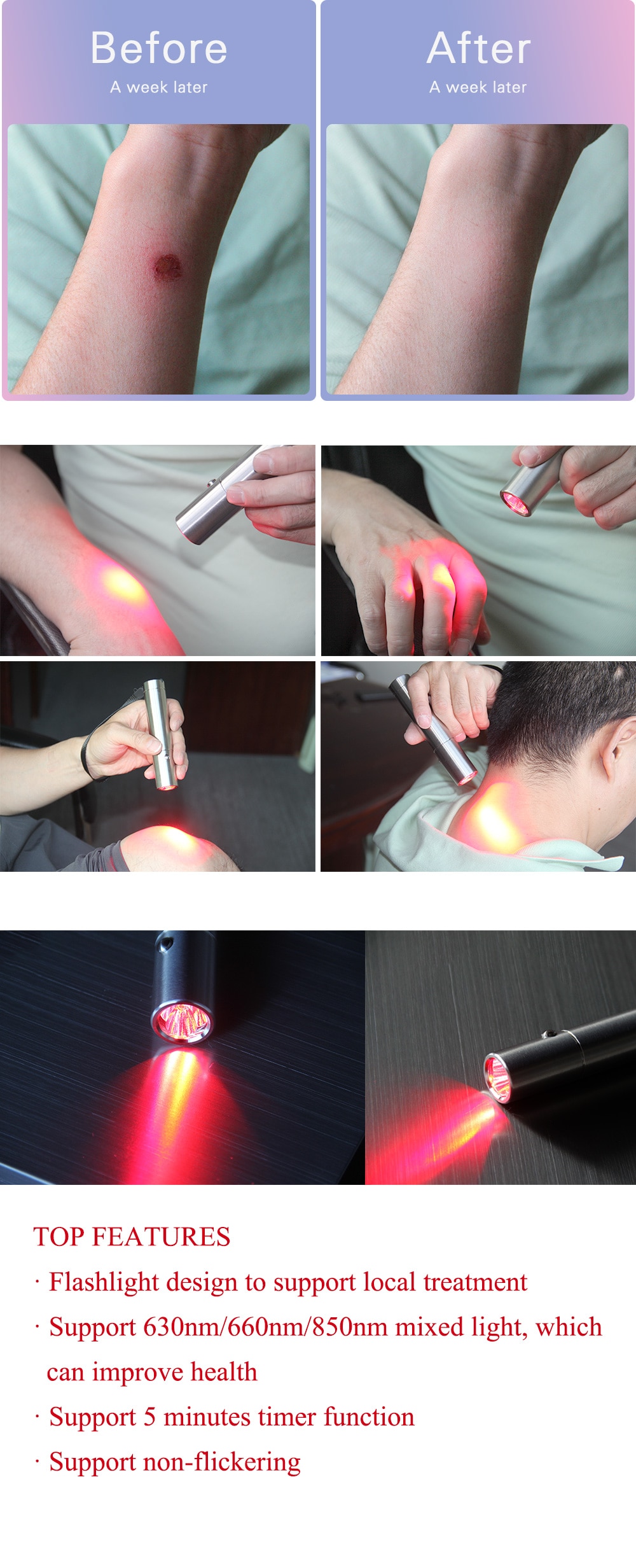 630nm Joint Pain Portable Led Near Infrared Infra 850nm Handheld Medical Lamp for Pain Relief 660nm Red Light Therapy Device