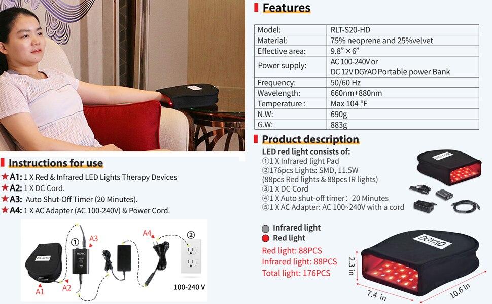 DGYAO Near Infrared Light Therapy Devices for Hand Fingure Pain Relief Red Light Led Heated Therapy Protable Home Use