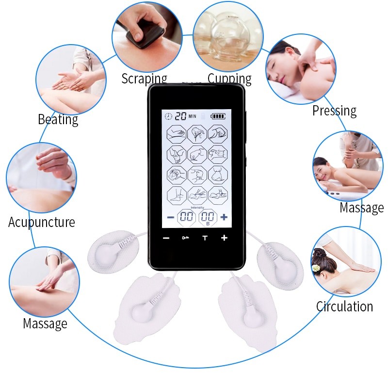 FDA 2 channel LED Screen smart health EMS TENS Unit electronic acupuncture Massager 12 mode ElectroTherapy device pulse massager